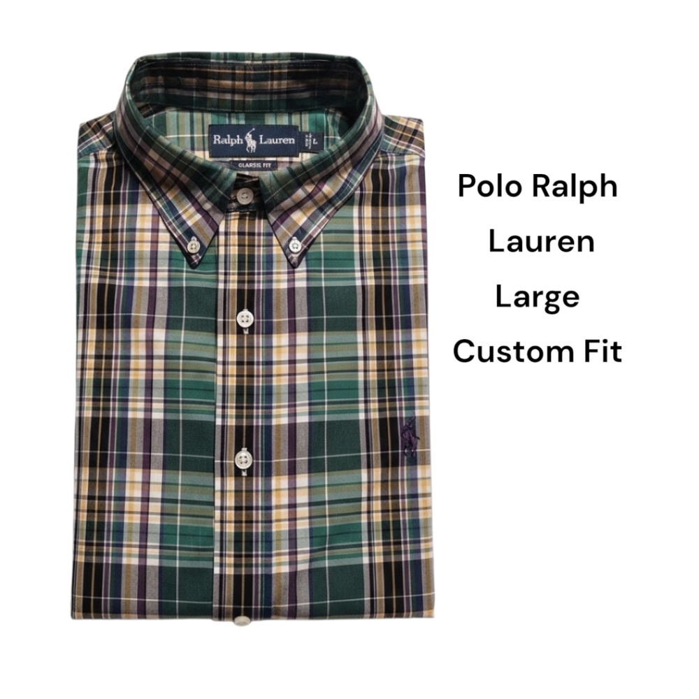 Polo Ralph Lauren Custom Fit Plaid Button Down Shirt Large Mannequin - Picture 5 of 6